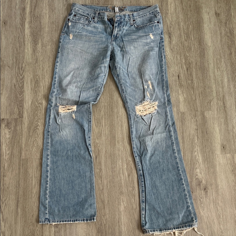 Abercrombie & Fitch Light Blue Distressed Straight Leg Jeans